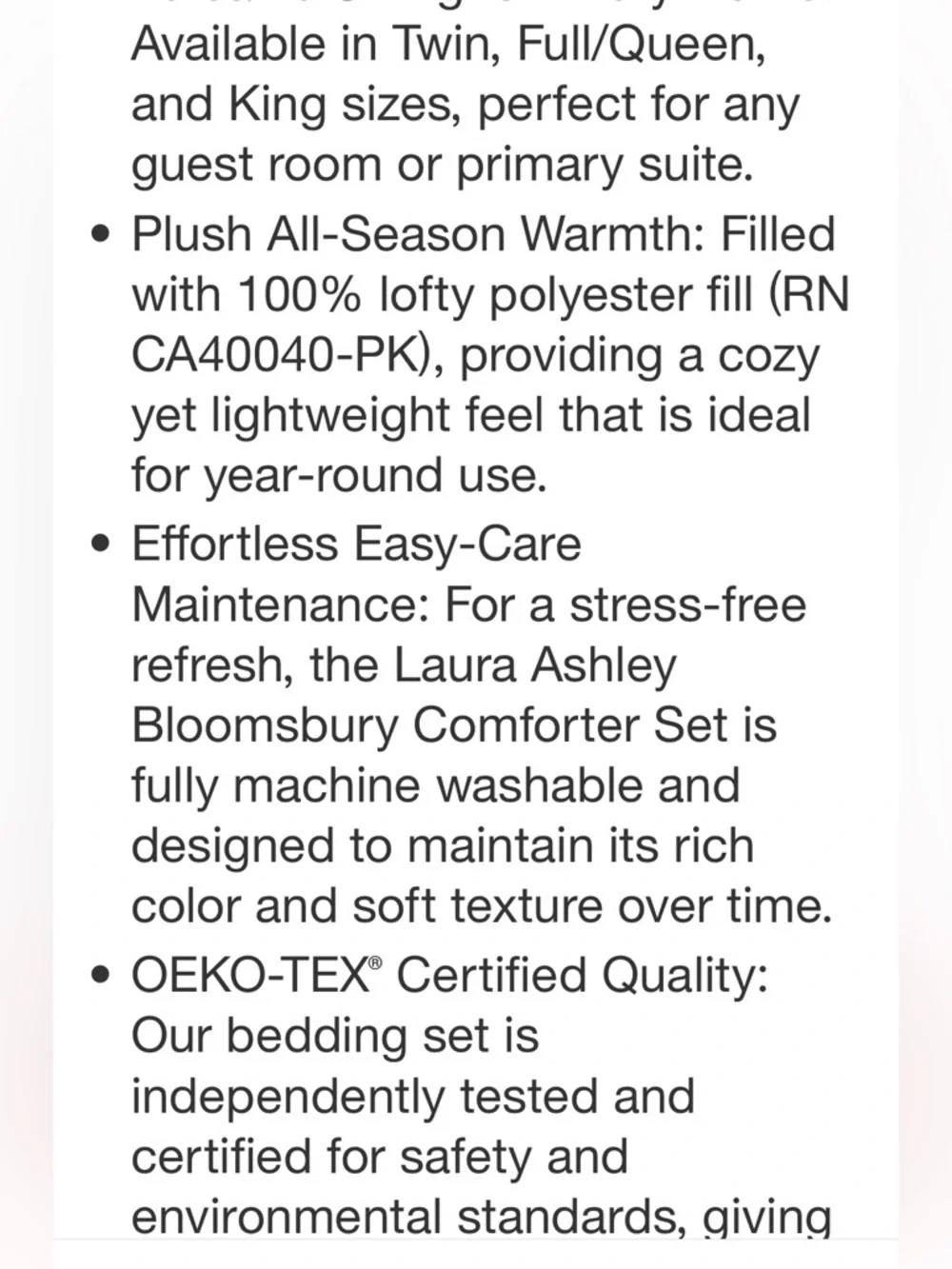 LAURA ASHLEY NEW Bloomsbury 100% cotton Comforter Set -full/queen